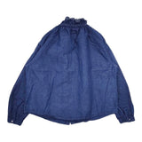 nest Robe ダンガリーフリルブラウス フリルカラー コットンリネン インディゴ 01194-1346 ブラウス シャツ ブルー レディース ネストローブ【中古】6-0129M∞