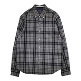 GYMPHLEX J-0872 チェック コットン フランネル ボタンダウン 長袖シャツ グレー レディース ジムフレックス【中古】5-1214T∞