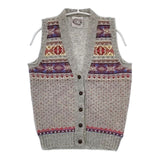 Jamieson's フェアアイル柄 ウール イギリス製 ノースリーブニット ベスト グレー レディース ジャミーソンズ【中古】5-1214T∞