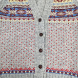 Jamieson's フェアアイル柄 ウール イギリス製 ノースリーブニット ベスト グレー レディース ジャミーソンズ【中古】5-1214T∞