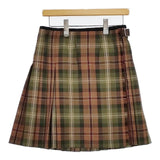MHL. 578-232270 ウール チェック スコットランド製 ラップ スカート カーキ レディース エムエイチエル【中古】5-1214T∞