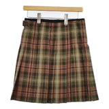 MHL. 578-232270 ウール チェック スコットランド製 ラップ スカート カーキ レディース エムエイチエル【中古】5-1214T∞