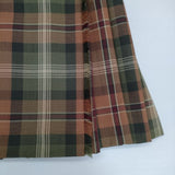 MHL. 578-232270 ウール チェック スコットランド製 ラップ スカート カーキ レディース エムエイチエル【中古】5-1214T∞