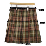 MHL. 578-232270 ウール チェック スコットランド製 ラップ スカート カーキ レディース エムエイチエル【中古】5-1214T∞