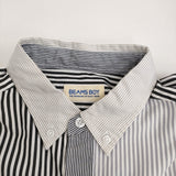BEAMS BOY コットンローンクレイジーボタンダウンロングスリーブ 長袖シャツ 25SS ホワイト グレー レディース ビームスボーイ【中古】5-1118M♪
