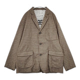 AQUAROCK アクアロック WOOL CHECK JACKET AQ021 日本製 ウールチェック テーラードジャケット ベージュ レディース【中古】5-1206T♪