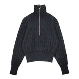 Ray Beams バスケットアミ ジップ ポロシャツ 定価12100円 プルオーバー セーター ニット ブラック レディース レイビームス【中古】6-0218M∞