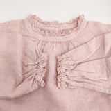 nest Robe バラ染めリネンスタンドフリルブラウス 定価19800円 01231-1309 ブラウス シャツ 23SS ピンク レディース ネストローブ【中古】5-1118M♪