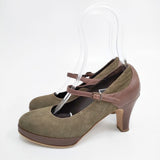 HENRY CUIR ストラップパンプス 35.5 パンプス カーキ ブラウン レディース アンリークイール【中古】5-1128T◎