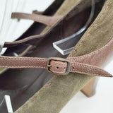 HENRY CUIR ストラップパンプス 35.5 パンプス カーキ ブラウン レディース アンリークイール【中古】5-1128T◎