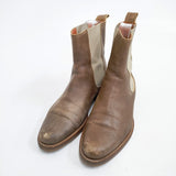 HENRY CUIR レザー サイドゴア 犬 刺繍 サイズ35 ブーツ ブラウン レディース アンリークイール【中古】6-0208G◎