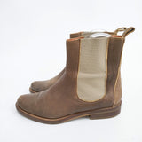 HENRY CUIR レザー サイドゴア 犬 刺繍 サイズ35 ブーツ ブラウン レディース アンリークイール【中古】6-0208G◎