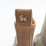 HENRY CUIR レザー サイドゴア 犬 刺繍 サイズ35 ブーツ ブラウン レディース アンリークイール【中古】6-0208G◎