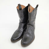 HENRY CUIR レザー ウエスタンブーツ 犬 刺繍 サイズ36.5 ブーツ ブラック レディース アンリークイール【中古】6-0208G◎