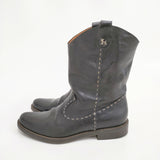 HENRY CUIR レザー ウエスタンブーツ 犬 刺繍 サイズ36.5 ブーツ ブラック レディース アンリークイール【中古】6-0208G◎