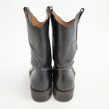 HENRY CUIR レザー ウエスタンブーツ 犬 刺繍 サイズ36.5 ブーツ ブラック レディース アンリークイール【中古】6-0208G◎