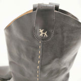 HENRY CUIR レザー ウエスタンブーツ 犬 刺繍 サイズ36.5 ブーツ ブラック レディース アンリークイール【中古】6-0208G◎