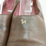 HENRY CUIR レザー 犬 刺繍 サイズ36 シューズ・靴 ブラウン レディース アンリークイール【中古】6-0208G◎