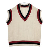 nest Robe ラムウールニットチルデンベスト 定価28600円 01223-1028 Vネック ベスト 22AW オフホワイト レディース ネストローブ【中古】5-1206T♪