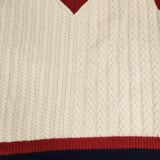 nest Robe ラムウールニットチルデンベスト 定価28600円 01223-1028 Vネック ベスト 22AW オフホワイト レディース ネストローブ【中古】5-1206T♪