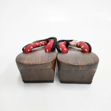 未使用品 丹後ちりめん 下駄 草履 ブラウン レディース【中古】6-0208G◎