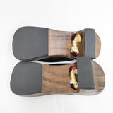 未使用品 丹後ちりめん 下駄 草履 ブラウン レディース【中古】6-0208G◎