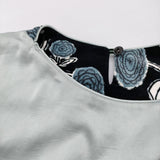 mina perhonen giardino ua1813 40 プルオーバートップス ベルベット 定価50600円 ブラウス ネイビー ライトブルー レディース ミナペルホネン【中古】5-1206T♪