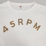 45R/45rpm ロゴプリント サイズ2 日本製 コットン 半袖Ｔシャツ カットソー ホワイト レディース フォーティーファイブアールピーエム【中古】6-0522S♪