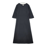 agnes b. ロングワンピース 00001552 七分袖 コットン ワンピース ブラック レディース アニエスベー【中古】6-0411M∞