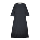 agnes b. ロングワンピース 00001552 七分袖 コットン ワンピース ブラック レディース アニエスベー【中古】6-0411M∞