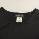 agnes b. ロングワンピース 00001552 七分袖 コットン ワンピース ブラック レディース アニエスベー【中古】6-0411M∞
