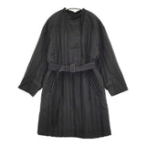 cardo fabrica EVOダウンストライプキルティングコート 中綿 バンドカラー コート ブラック レディース カルドファブリカ【中古】5-1206A♪