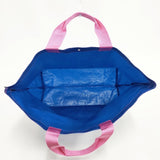 Herve Chapelier 2014PP マルシェバッグL 定価18480円 トートバッグ ブルー ピンク レディース エルベ・シャプリエ【中古】5-1206G◎