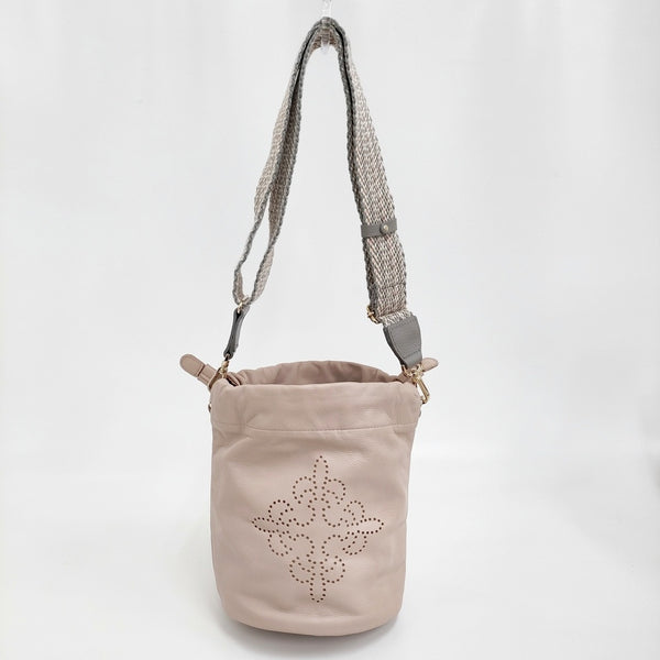 russet ソフトレザー巾着 パンチング 2way ショルダーバッグ 24SS ピンク レディース ラシット【中古】5-1121G♪