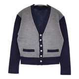 45R/45rpm 梳毛の908リブクレリックカーディガン 定価35200円 24AW ネイビー グレー レディース フォーティーファイブアールピーエム【中古】5-1118T♪