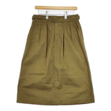 MHL. 595-7232502 JAPANESE COTTON LINEN DRILL SKIRT 定価25300円 グルカ スカート カーキ レディース エムエイチエル【中古】5-1228M∞