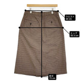 MHL. WORKWEAR COTTON LINEN 千鳥格子 595-9132551 定価24200円 サイズ3 スカート ブラウン ブラック レディース エムエイチエル【中古】6-0303M♪