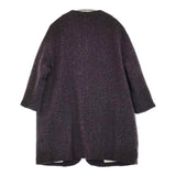 Ordinary fits ダブルボタン 七分袖 サイズ0 ノーカラー ウール コート パープル レディース オーディナリーフィッツ【中古】5-1214T♪