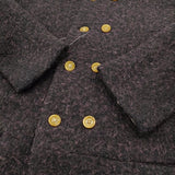 Ordinary fits ダブルボタン 七分袖 サイズ0 ノーカラー ウール コート パープル レディース オーディナリーフィッツ【中古】5-1214T♪