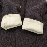 Ordinary fits ダブルボタン 七分袖 サイズ0 ノーカラー ウール コート パープル レディース オーディナリーフィッツ【中古】5-1214T♪