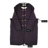 Ordinary fits ダブルボタン 七分袖 サイズ0 ノーカラー ウール コート パープル レディース オーディナリーフィッツ【中古】5-1214T♪