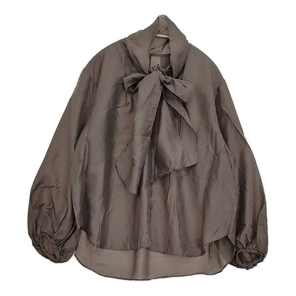 JOURNAL STANDARD L'essage シアーボウタイブラウス 定価18700円 25AW ブラウン レディース ジャーナルスタンダードレサージュ【中古】5-1121M♪