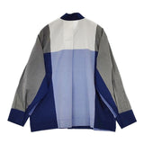 ISSEY MIYAKE IM94FJ515 バンドカラー ワイド 長袖シャツ ブラック ブルー ネイビー レディース イッセイミヤケ【中古】6-0129M∞