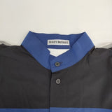 ISSEY MIYAKE IM94FJ515 バンドカラー ワイド 長袖シャツ ブラック ブルー ネイビー レディース イッセイミヤケ【中古】6-0129M∞