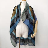 Haat ISSEY MIYAKE モヘヤ ボレロ ベスト ポンチョ ニット HA03AD010 カーディガン ブルー ネイビー レディース ハートイッセイミヤケ【中古】5-1210T♪