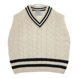 Oldderby Knitwear 未使用 チルデンベスト ノースリーブニット メリノウール ベスト オフホワイト グリーン レディース オールドダービーニットウェア【中古】5-1228T∞