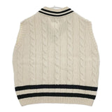 Oldderby Knitwear 未使用 チルデンベスト ノースリーブニット メリノウール ベスト オフホワイト グリーン レディース オールドダービーニットウェア【中古】5-1228T∞