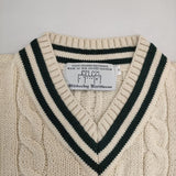Oldderby Knitwear 未使用 チルデンベスト ノースリーブニット メリノウール ベスト オフホワイト グリーン レディース オールドダービーニットウェア【中古】5-1228T∞