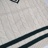 Oldderby Knitwear 未使用 チルデンベスト ノースリーブニット メリノウール ベスト オフホワイト グリーン レディース オールドダービーニットウェア【中古】5-1228T∞