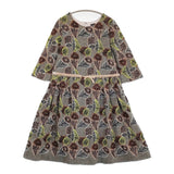 mina perhonen hana no mi ra3009 サイズ36 刺繍 七分袖 ウール ワンピース グレー レディース ミナペルホネン【中古】5-1219T♪